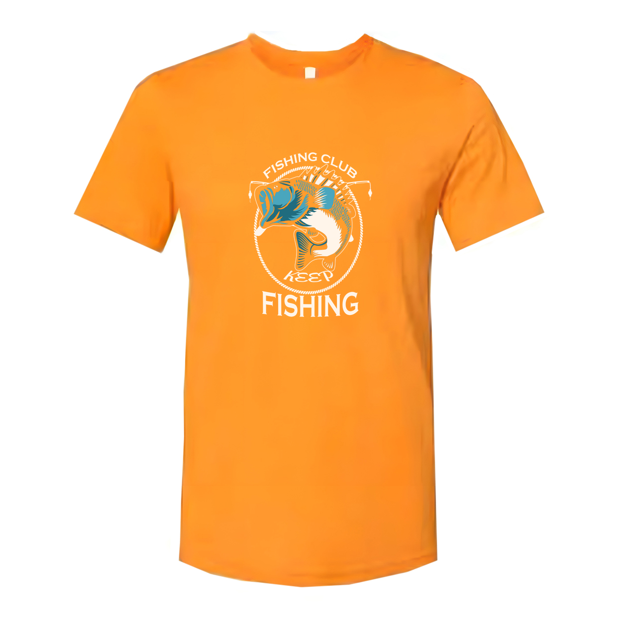 Unisex Fishing Club Graphic T Shirt With Blue Fish Emblem And Keep Fishing Logo Design