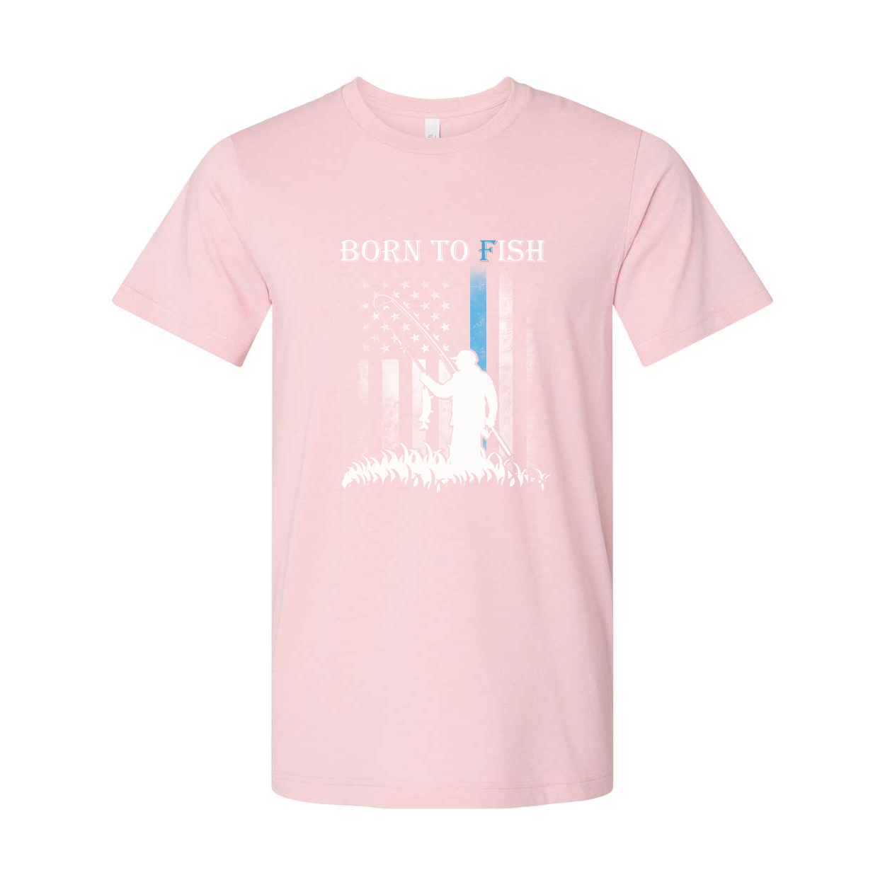 Born To Fish Graphic Tee With Angler Silhouette And Subtle American Flag Accent Edition