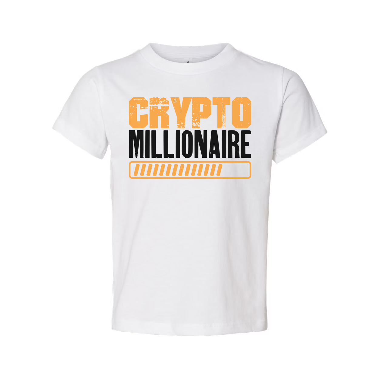 Crypto Millionaire Unisex Graphic Tee With Bold Orange Progress Bar Design And Typography