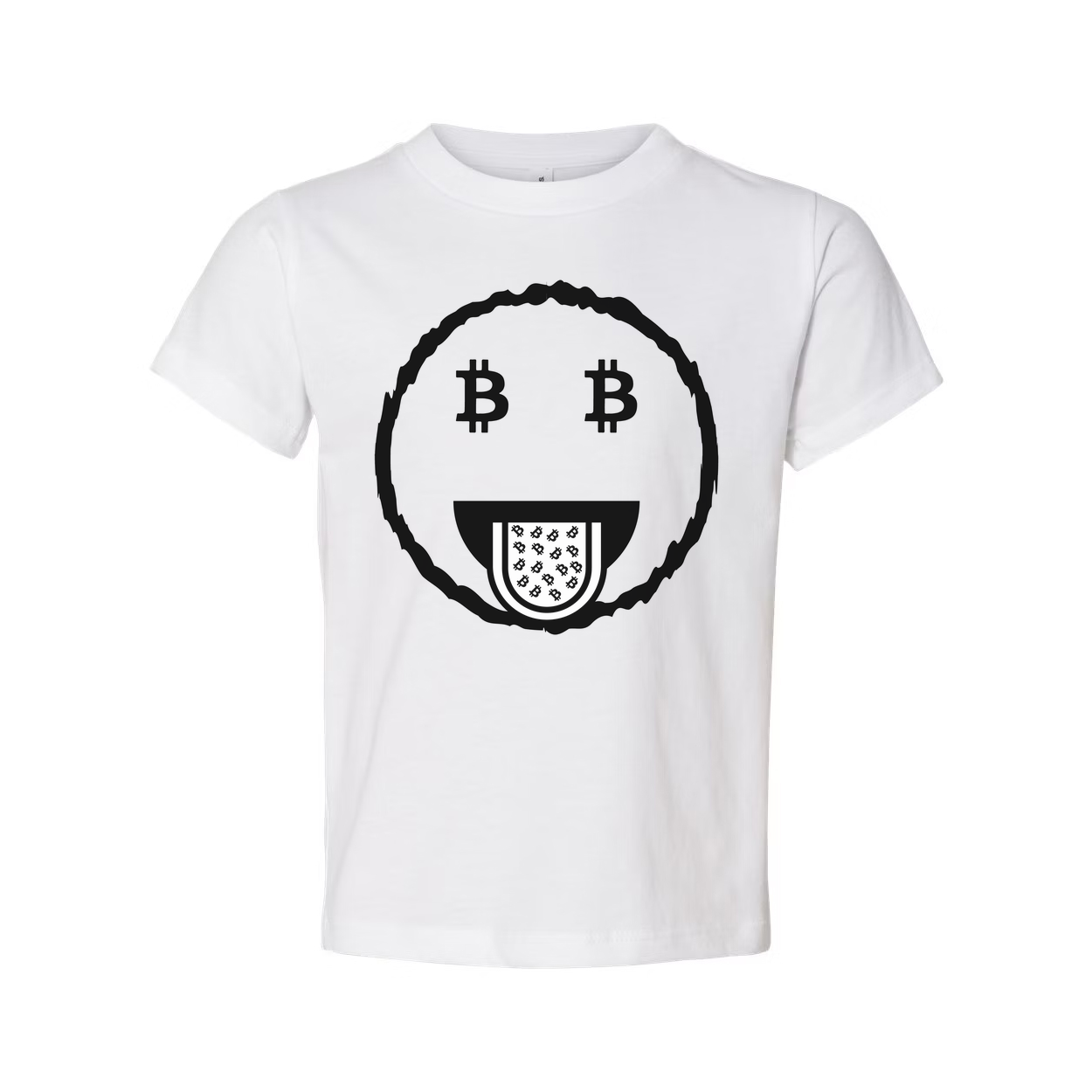 Crypto Bitcoin Emoji Face Graphic T Shirt For Unisex Wear With Bitcoin Motif Illustration Tee
