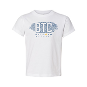 Bitcoin Logo Graphic Unisex T Shirt Featuring Large Blue BTC Typography And We Trust Motto