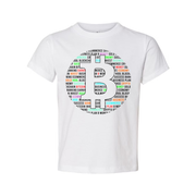 Unisex Bitcoin Logo T Shirt With Colorful Word Cloud Design For Crypto Enthusiasts