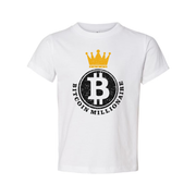 Bitcoin Millionaire Graphic Tee With Crown Emblem Distressed Circle Logo For Crypto Fans