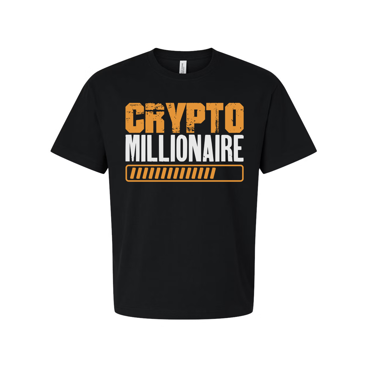 Crypto Millionaire Unisex T Shirt With Orange Graphic Print And Progress Bar Design