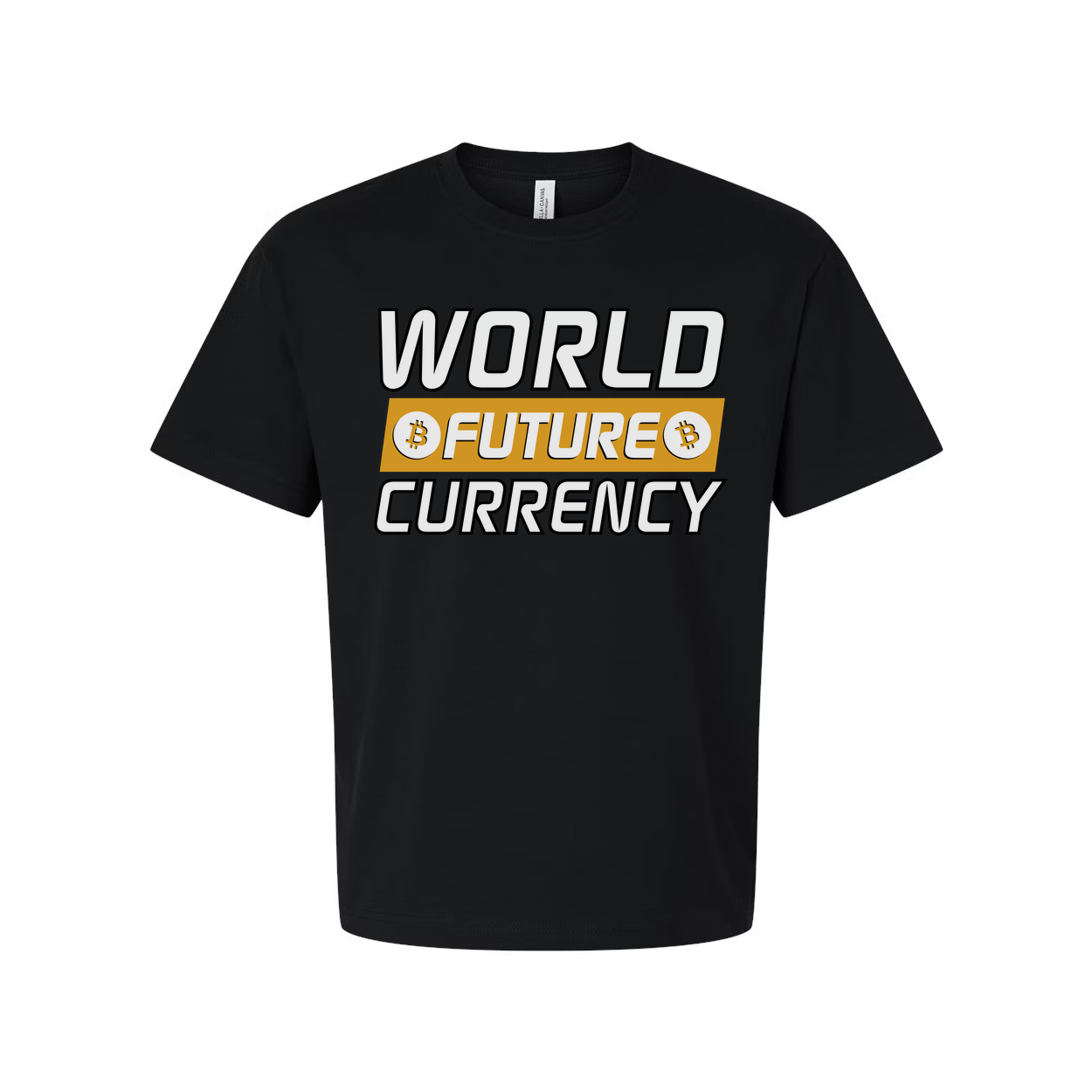 World Future Currency Crypto Unisex Graphic Tee With Bitcoin Symbols Modern Blockchain Design