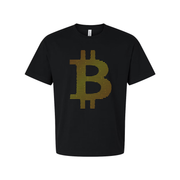 Unisex Crypto T Shirt With Digital Bitcoin Symbol Made From Binary Dots Artwork Graphic