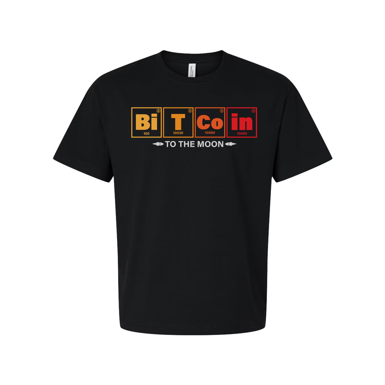 Crypto Unisex T-Shirt With Periodic Table Style Bitcoin Elements Design For Cryptocurrency Fans