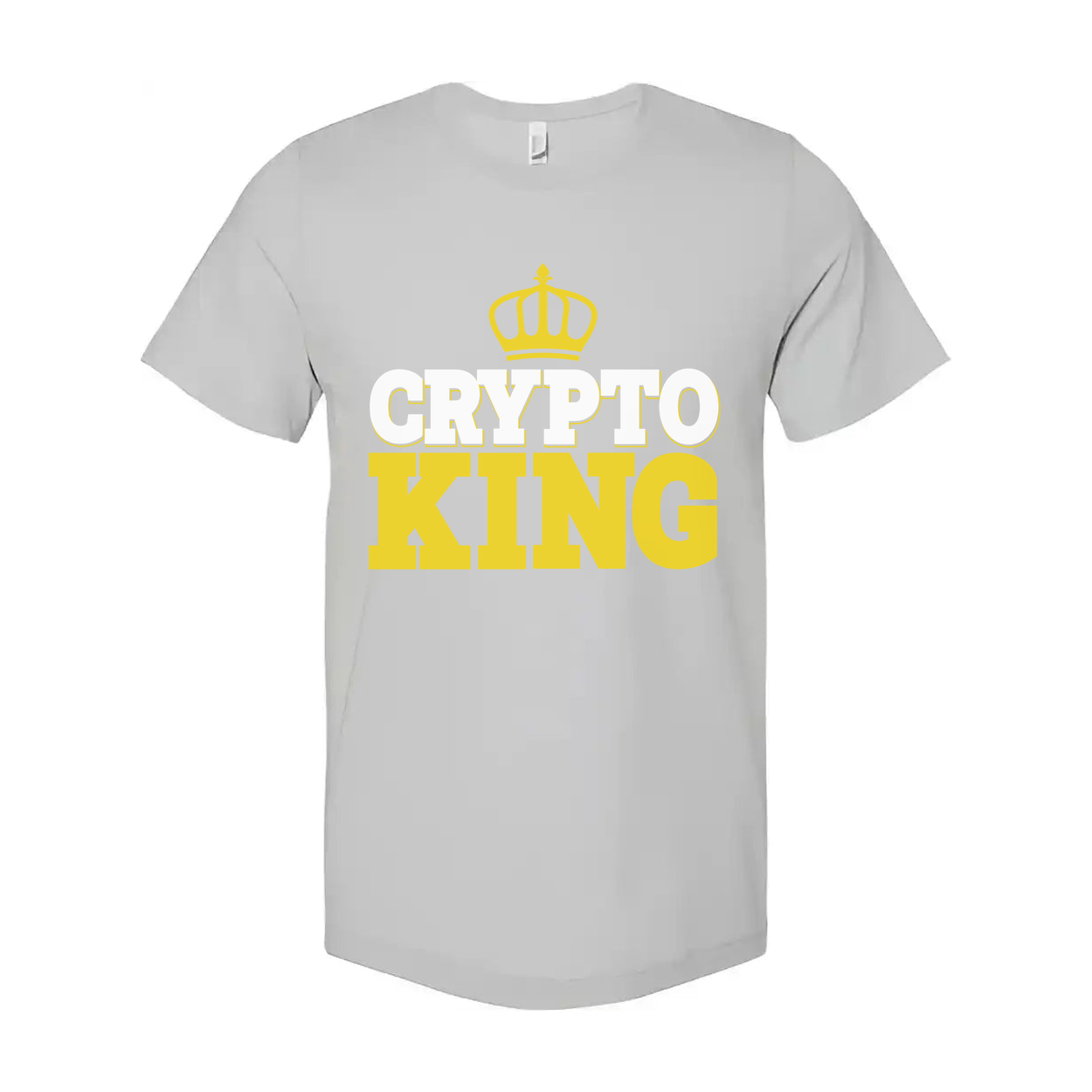 Crypto King Graphic Unisex T Shirt With Crown Emblem And Bold Yellow Lettering For Crypto Fans