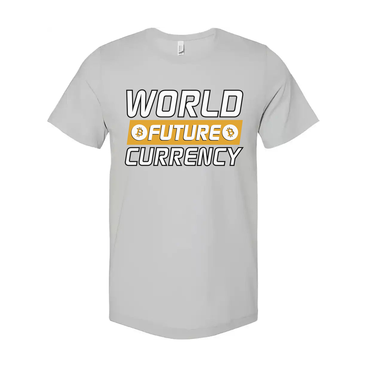 World Future Currency Crypto Unisex Graphic Tee With Bitcoin Symbols Modern Blockchain Design
