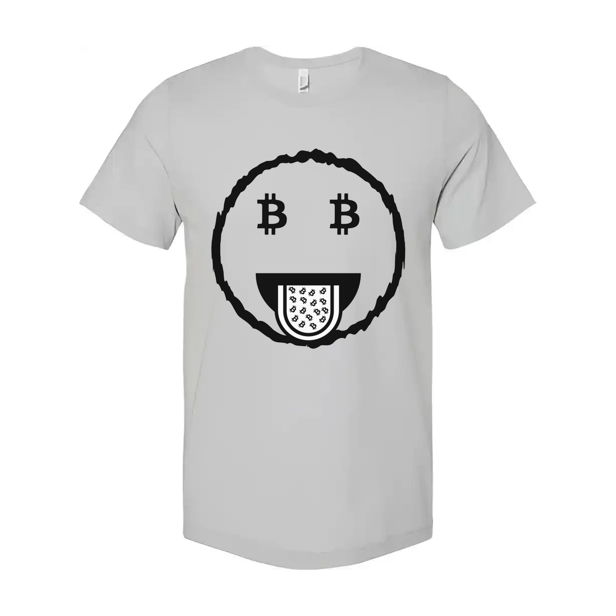 Crypto Bitcoin Emoji Face Graphic T Shirt For Unisex Wear With Bitcoin Motif Illustration Tee