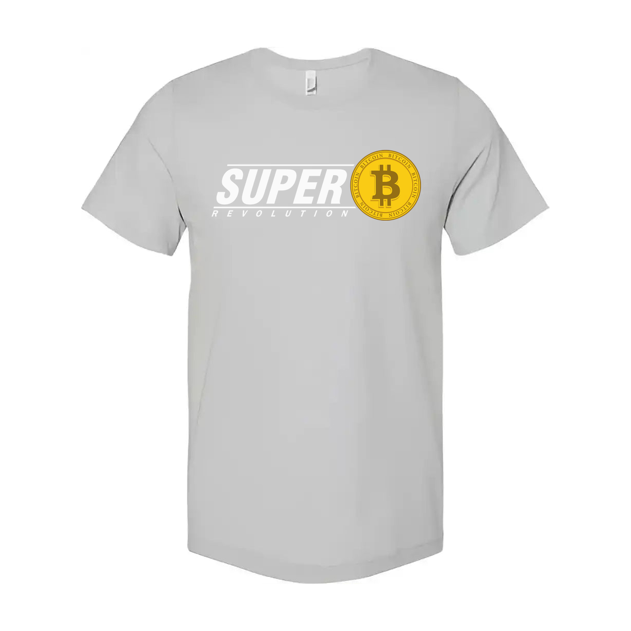 Super Revolution Crypto Graphic T Shirt With Bitcoin Coin Emblem For Unisex Wear Casual