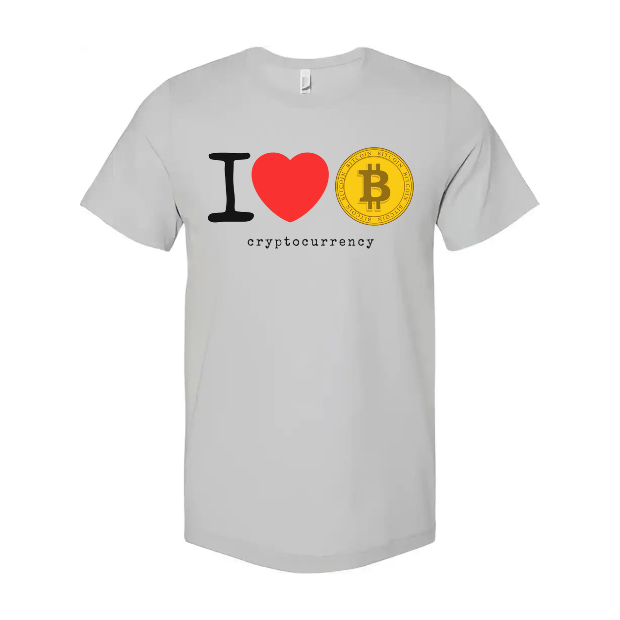 Unisex Cryptocurrency T Shirt With Bitcoin Emblem And I Love Bitcoin Design For Fans