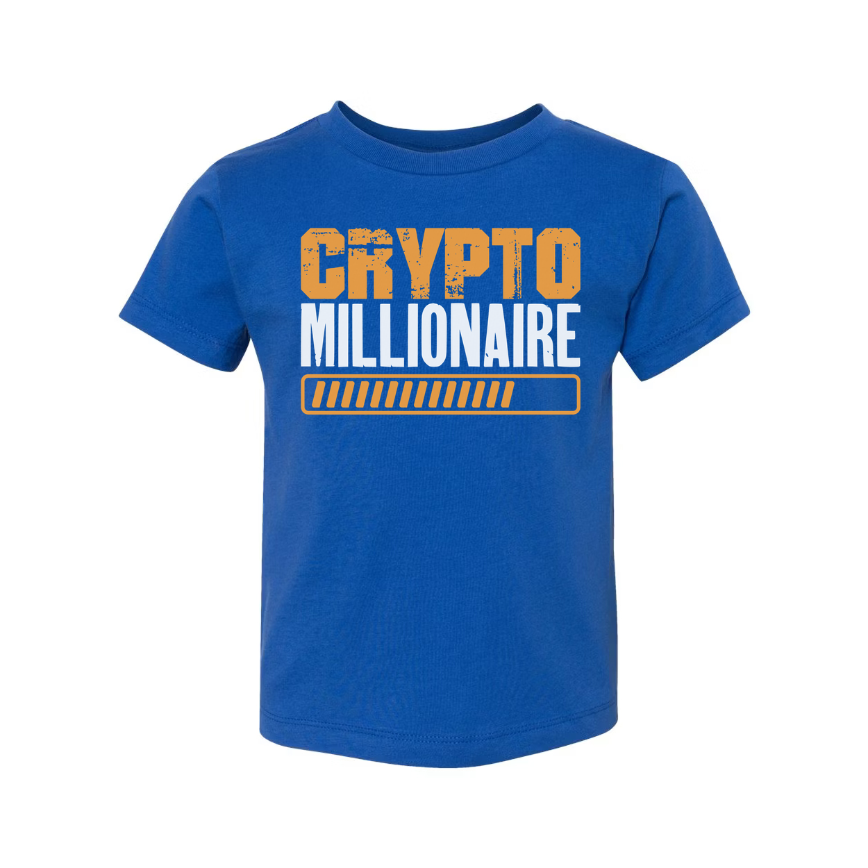 Crypto Millionaire Unisex T Shirt With Orange Graphic Print And Progress Bar Design