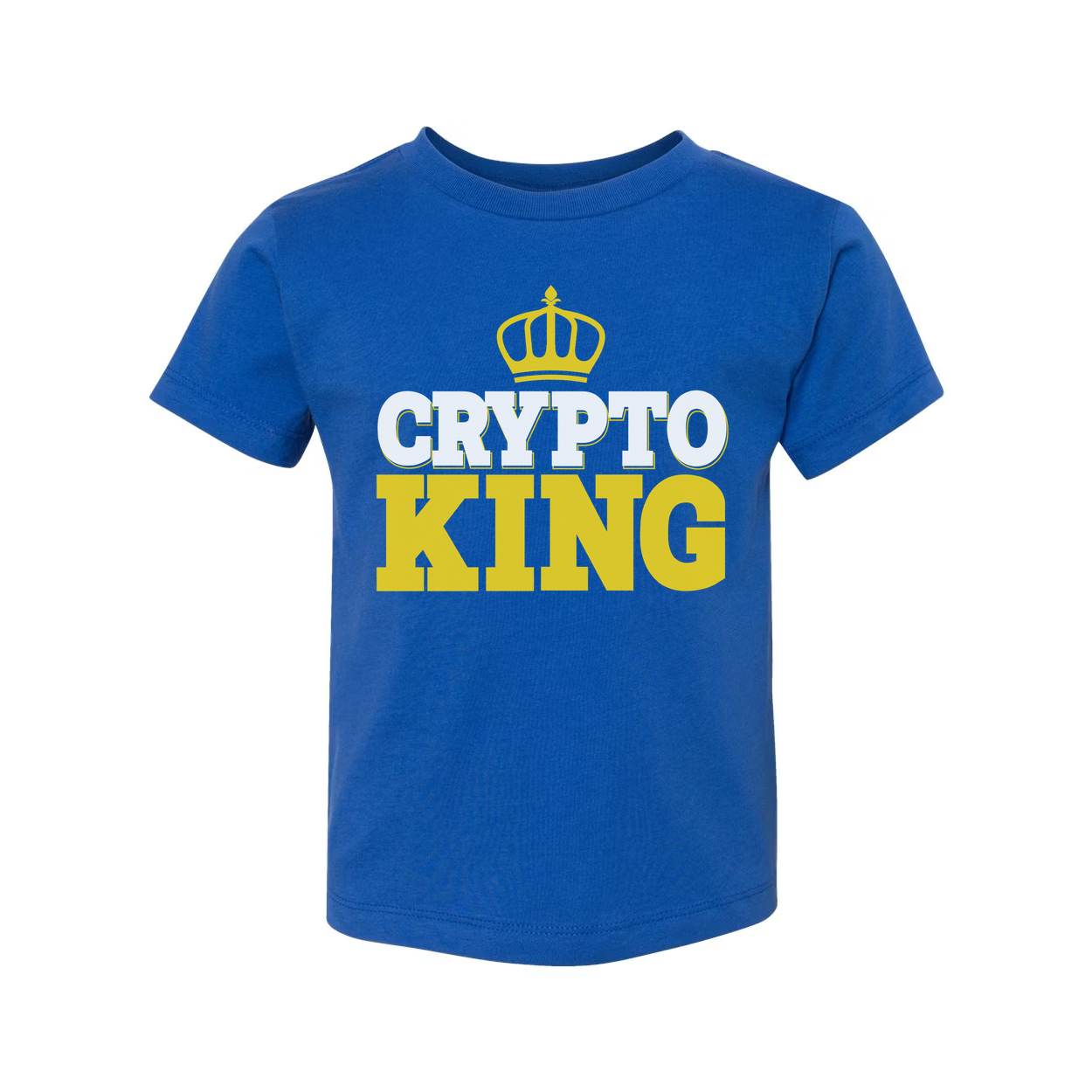 Crypto King Graphic Unisex T Shirt With Crown Emblem And Bold Yellow Lettering For Crypto Fans