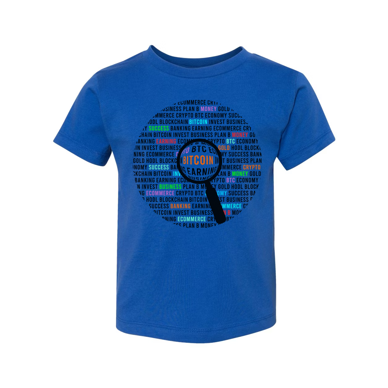 Unisex Crypto Bitcoin Learning Graphic Tee With Magnifying Glass Design For Everyday Wear