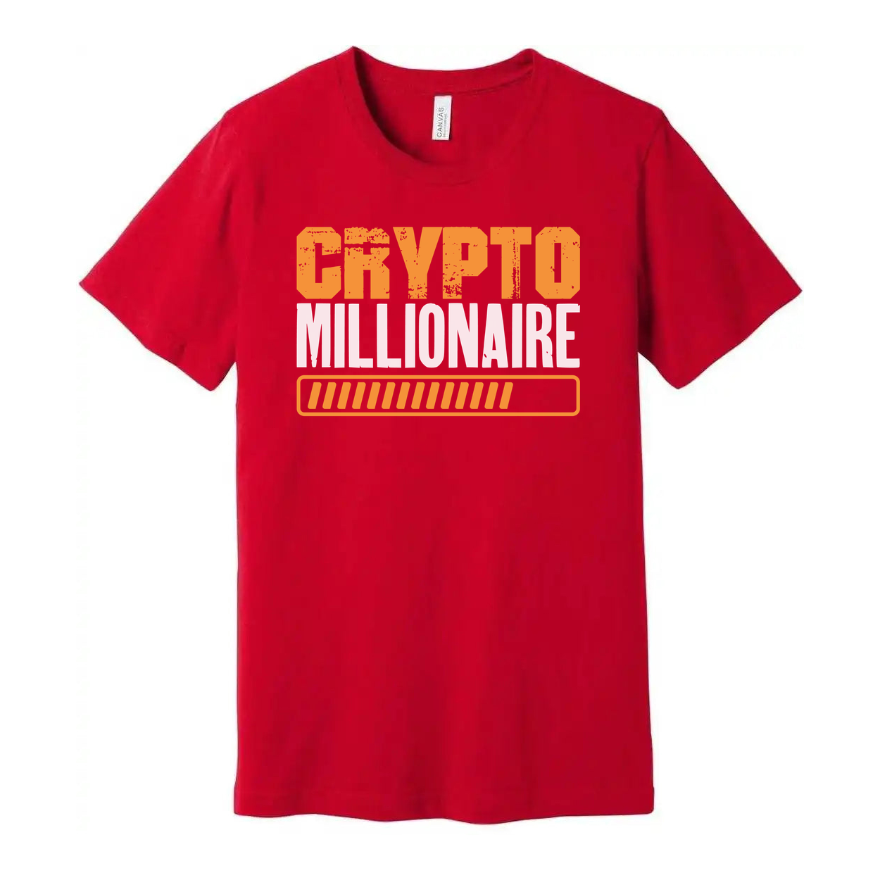 Crypto Millionaire Unisex T Shirt With Orange Graphic Print And Progress Bar Design