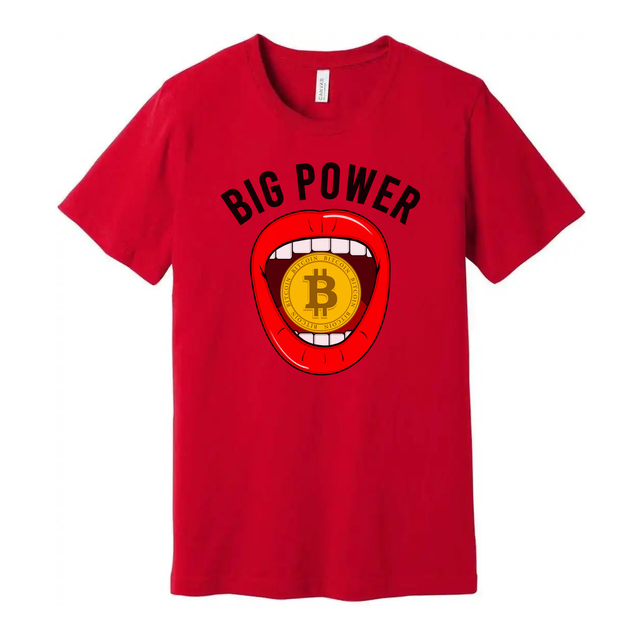 Big Power Bitcoin Mouth Graphic Unisex T-Shirt
