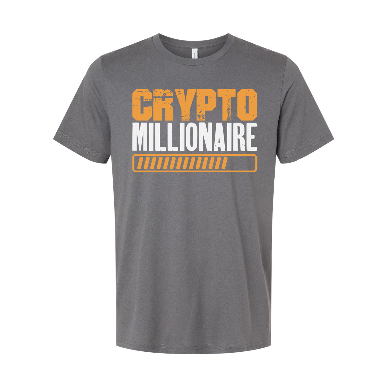 Crypto Millionaire Unisex T Shirt With Orange Graphic Print And Progress Bar Design