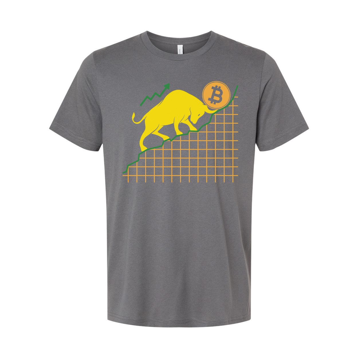 Unisex Crypto Bull And Bitcoin Growth Chart Graphic Tee With Rising Trend Lines And Bold Design