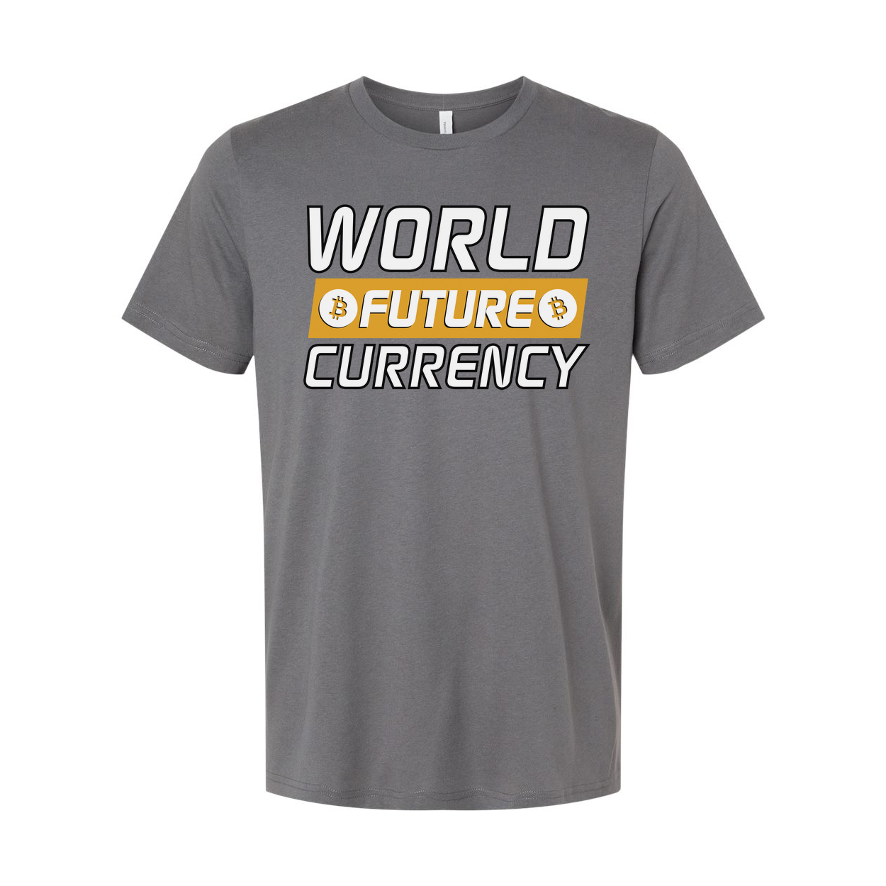World Future Currency Crypto Unisex Graphic Tee With Bitcoin Symbols Modern Blockchain Design