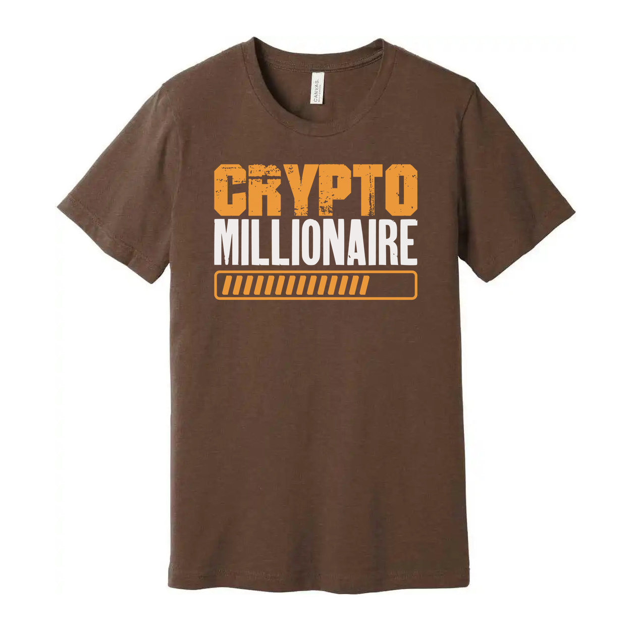 Crypto Millionaire Unisex T Shirt With Orange Graphic Print And Progress Bar Design