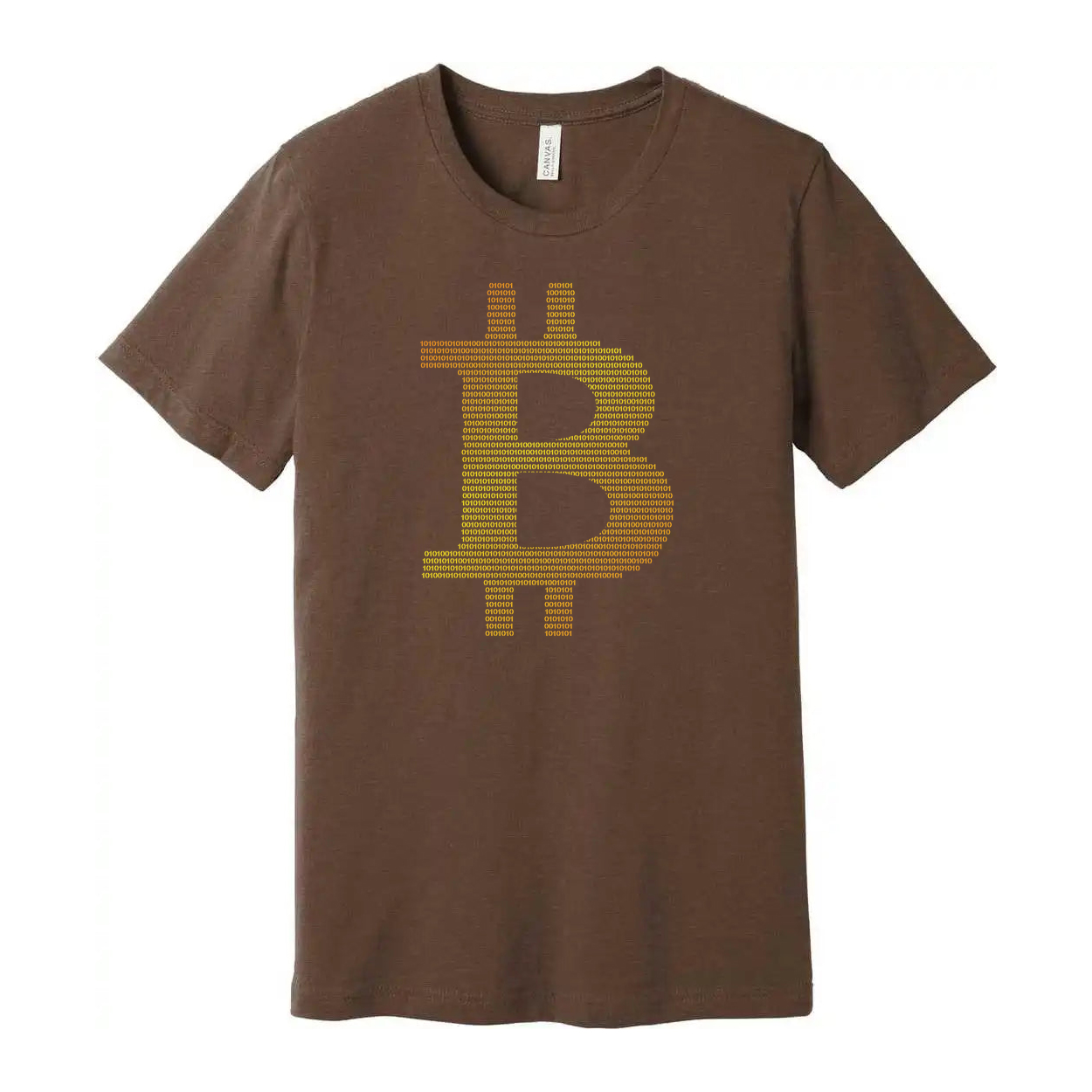 Unisex Crypto T Shirt With Digital Bitcoin Symbol Made From Binary Dots Artwork Graphic