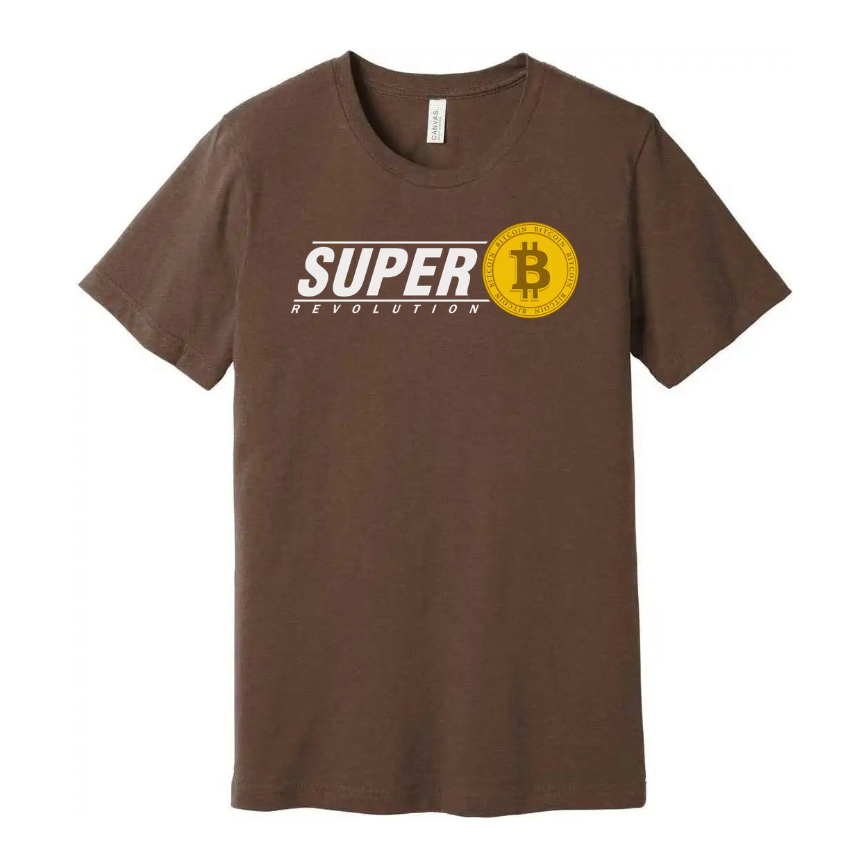 Super Revolution Crypto Graphic T Shirt With Bitcoin Coin Emblem For Unisex Wear Casual