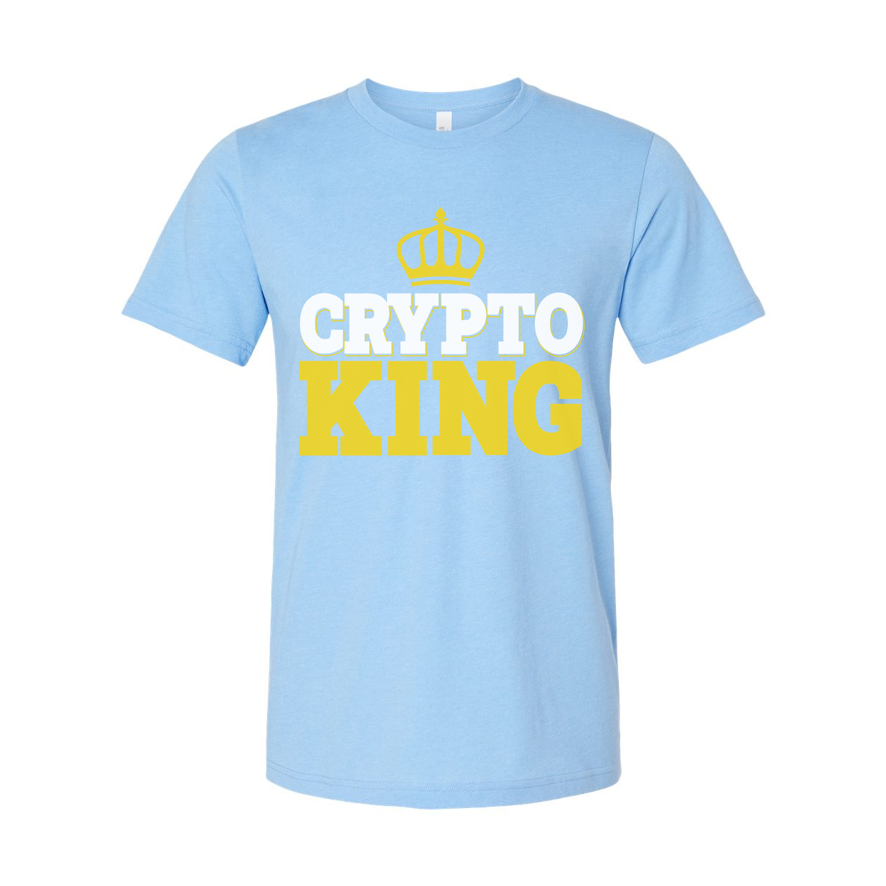 Crypto King Graphic Unisex T Shirt With Crown Emblem And Bold Yellow Lettering For Crypto Fans