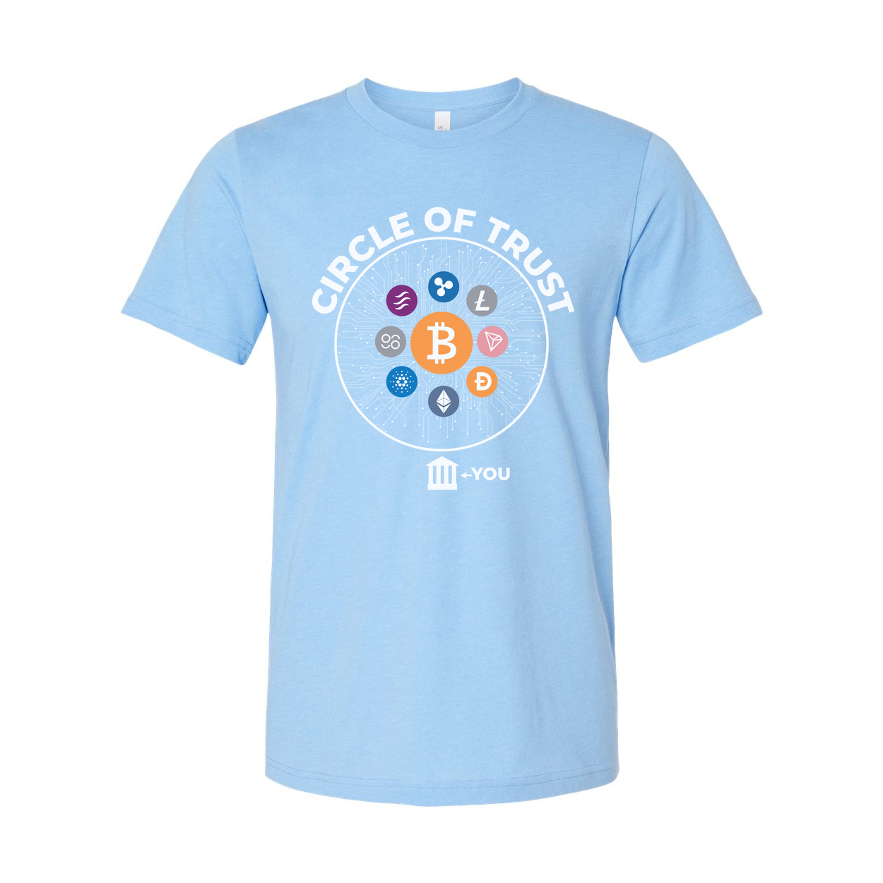 Crypto Circle Of Trust Graphic Tee Featuring Bitcoin And Altcoins For Crypto Enthusiasts