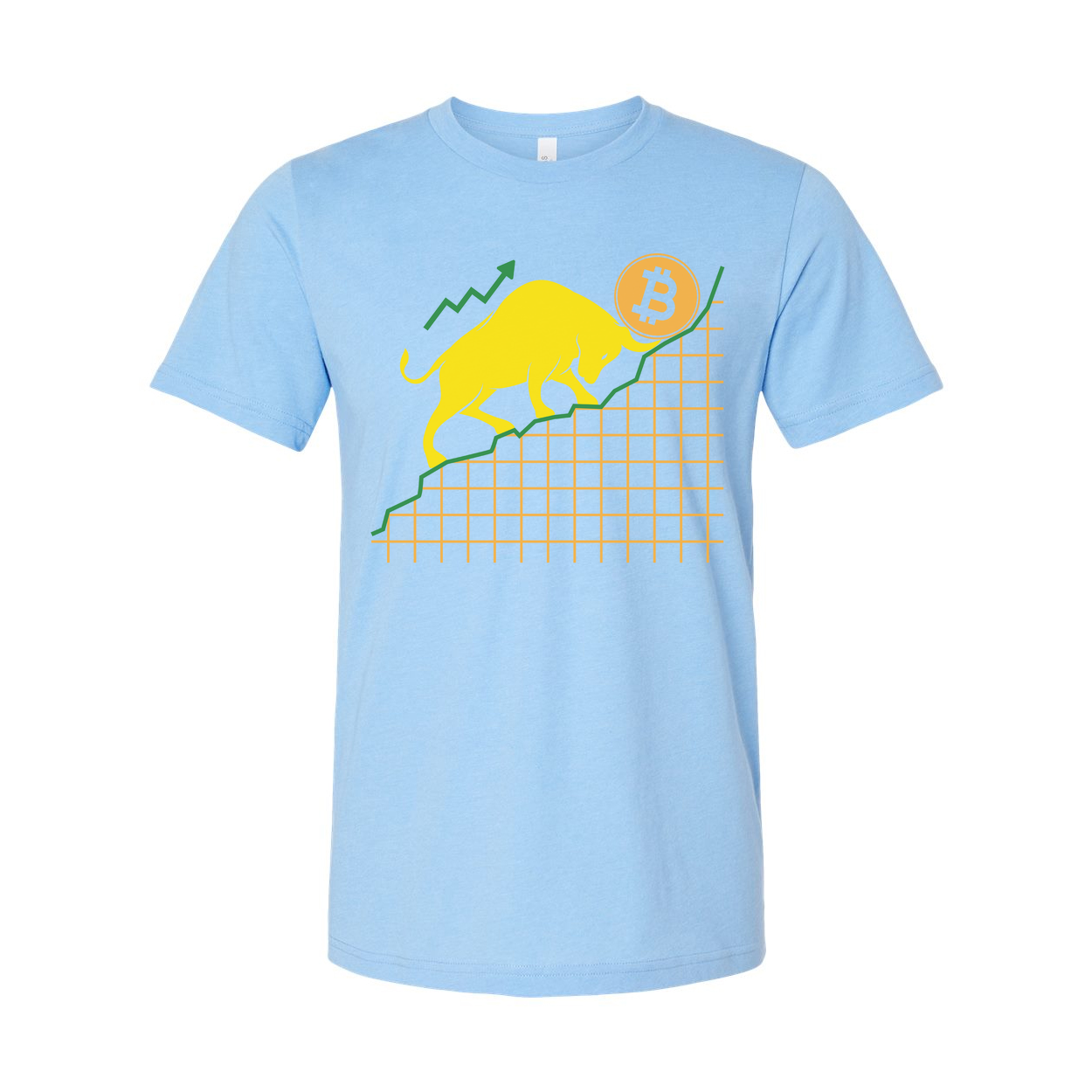 Unisex Crypto Bull And Bitcoin Growth Chart Graphic Tee With Rising Trend Lines And Bold Design