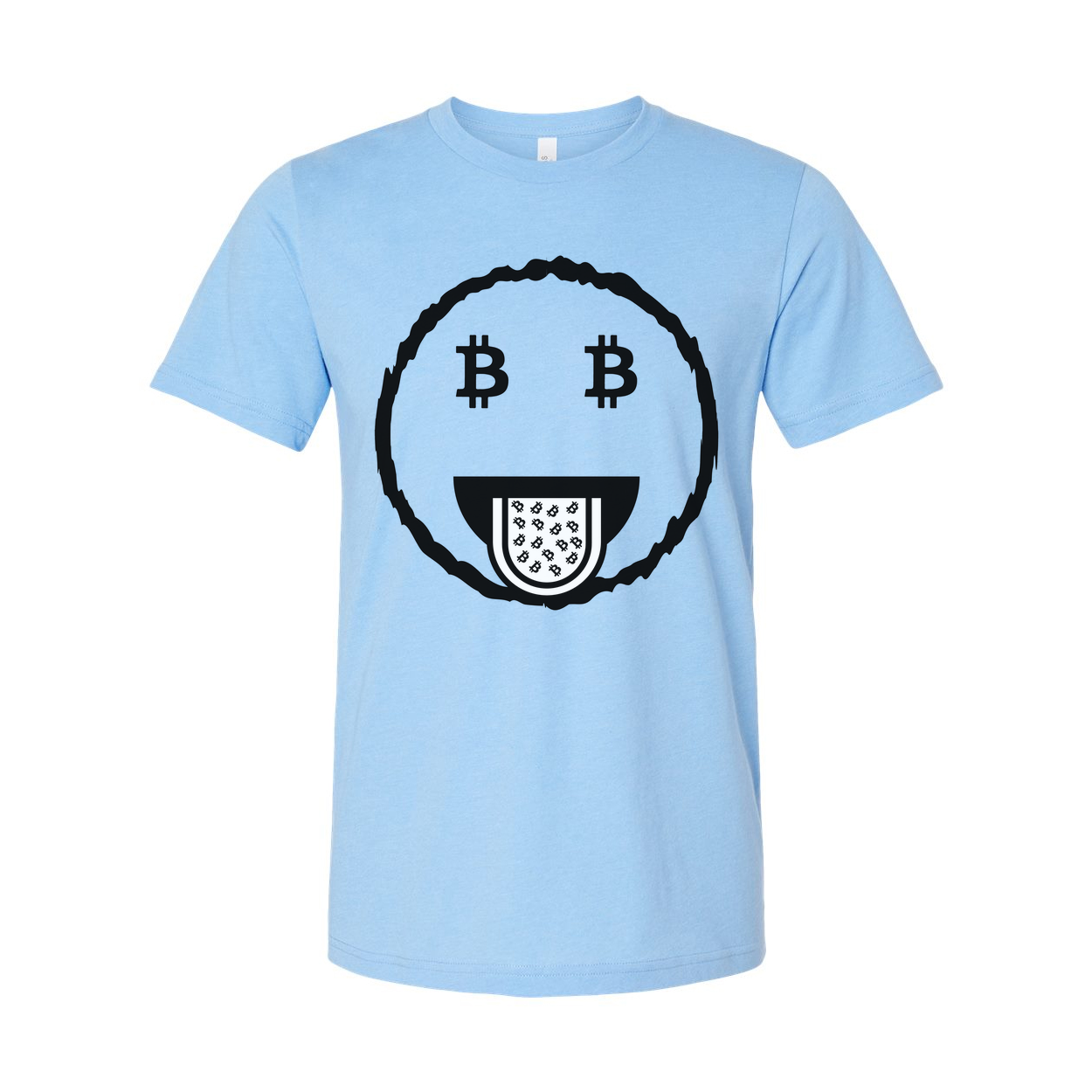 Crypto Bitcoin Emoji Face Graphic T Shirt For Unisex Wear With Bitcoin Motif Illustration Tee