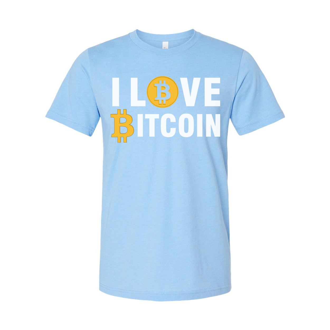I Love Bitcoin Graphic Tee With Bitcoin Logo Unisex Short Sleeve Shirt For Crypto Fans