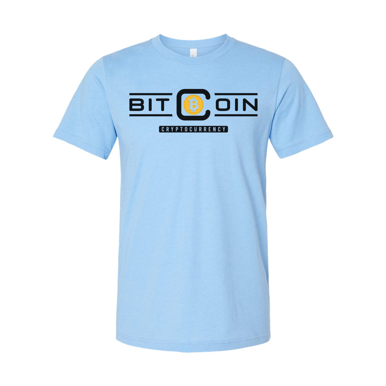 Bitcoin Cryptocurrency Logo Graphic T Shirt for Unisex Wearers Featuring Bold Blockchain Icon