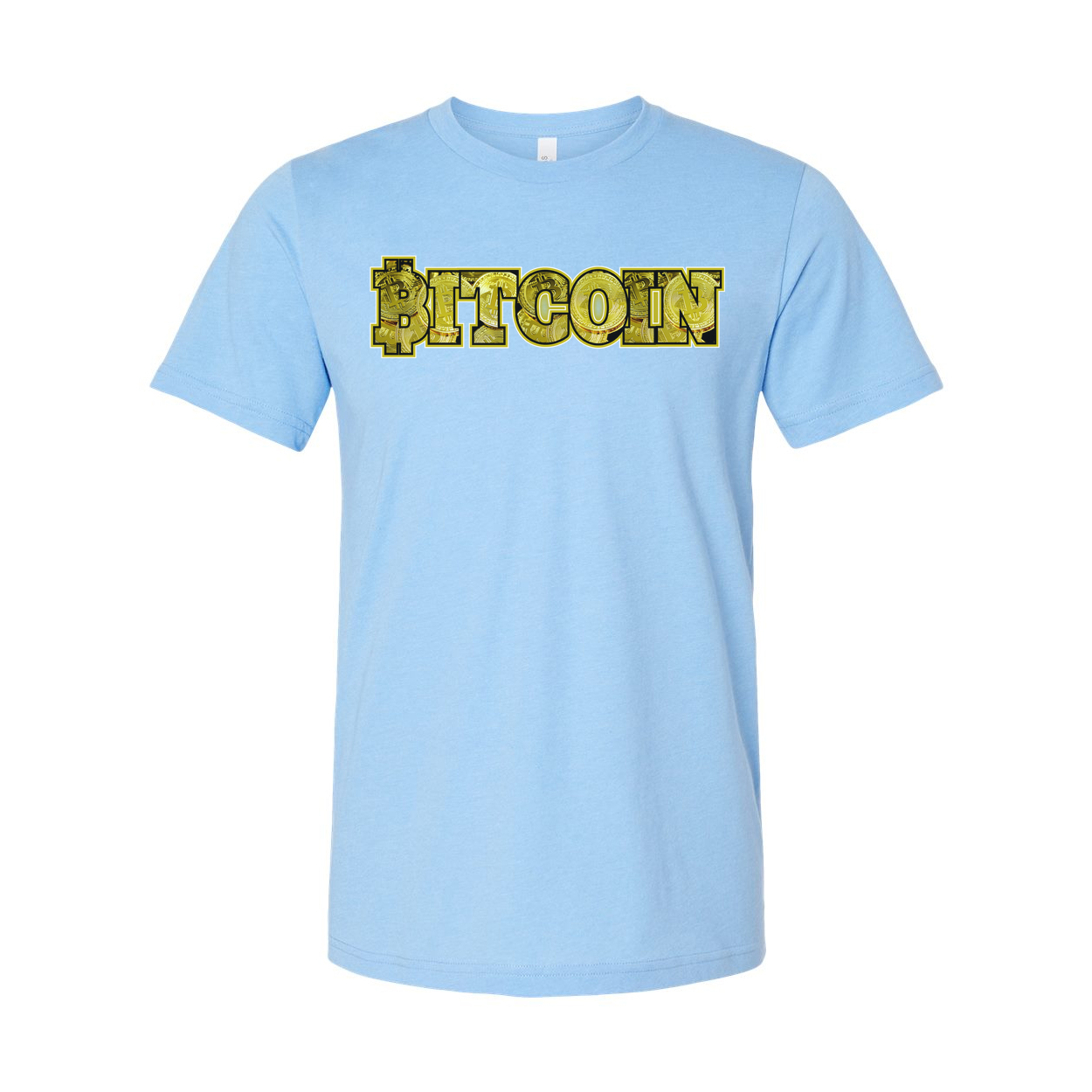 Bitcoin Graphic Unisex T Shirt With Gold Lettering Cryptocurrency Theme Casual Wear