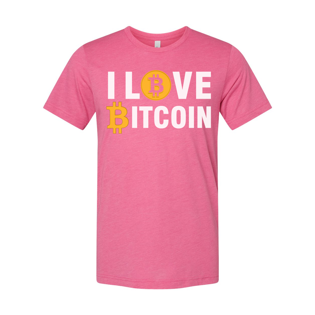 I Love Bitcoin Graphic Tee With Bitcoin Logo Unisex Short Sleeve Shirt For Crypto Fans