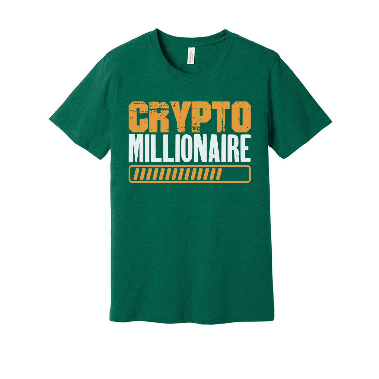 Crypto Millionaire Unisex T Shirt With Orange Graphic Print And Progress Bar Design