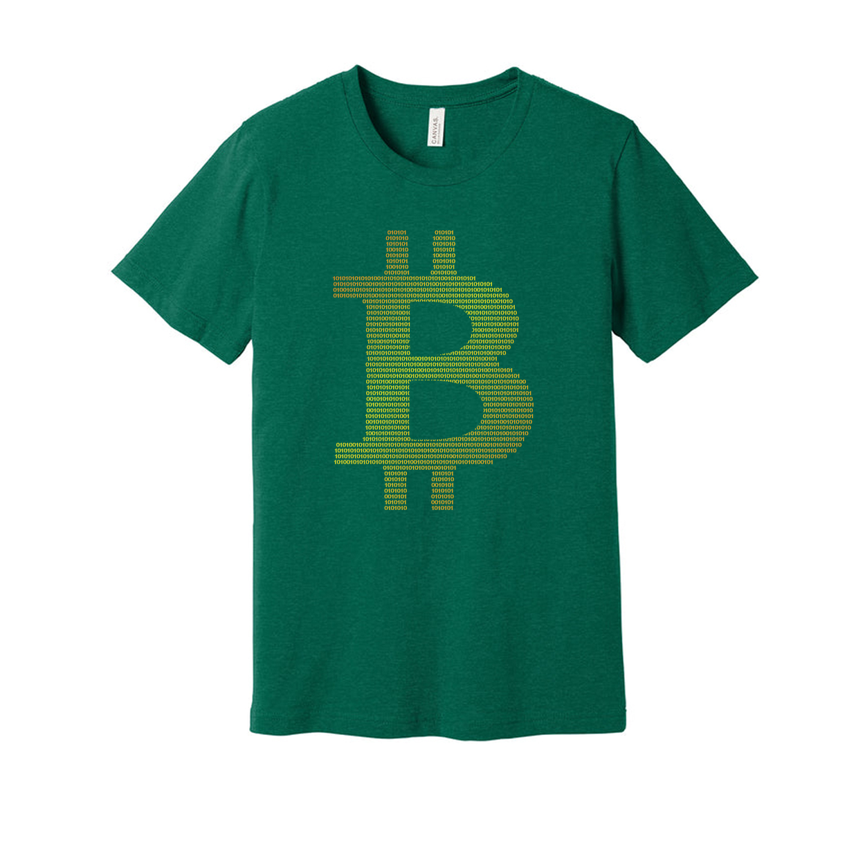 Unisex Crypto T Shirt With Digital Bitcoin Symbol Made From Binary Dots Artwork Graphic