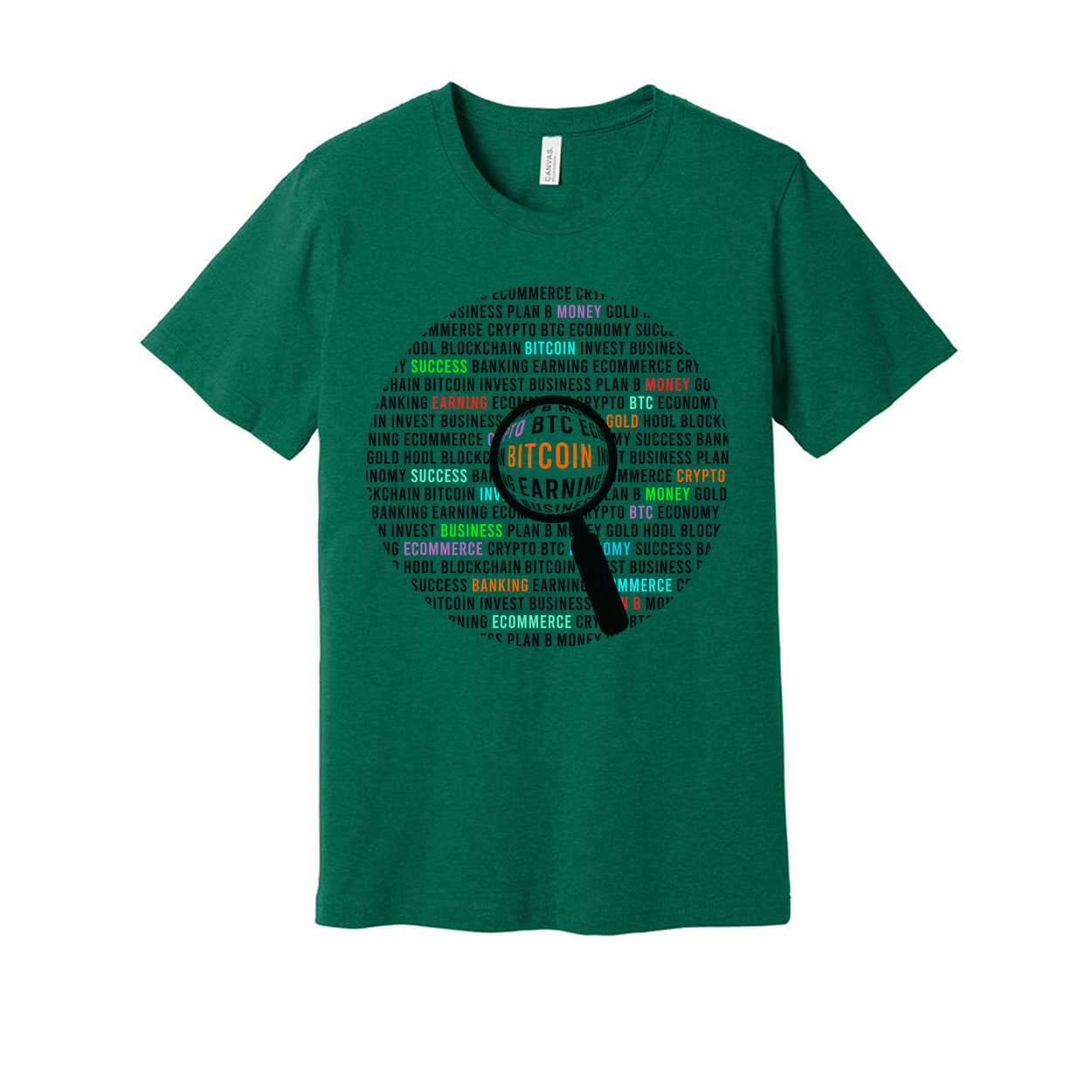 Unisex Crypto Bitcoin Learning Graphic Tee With Magnifying Glass Design For Everyday Wear