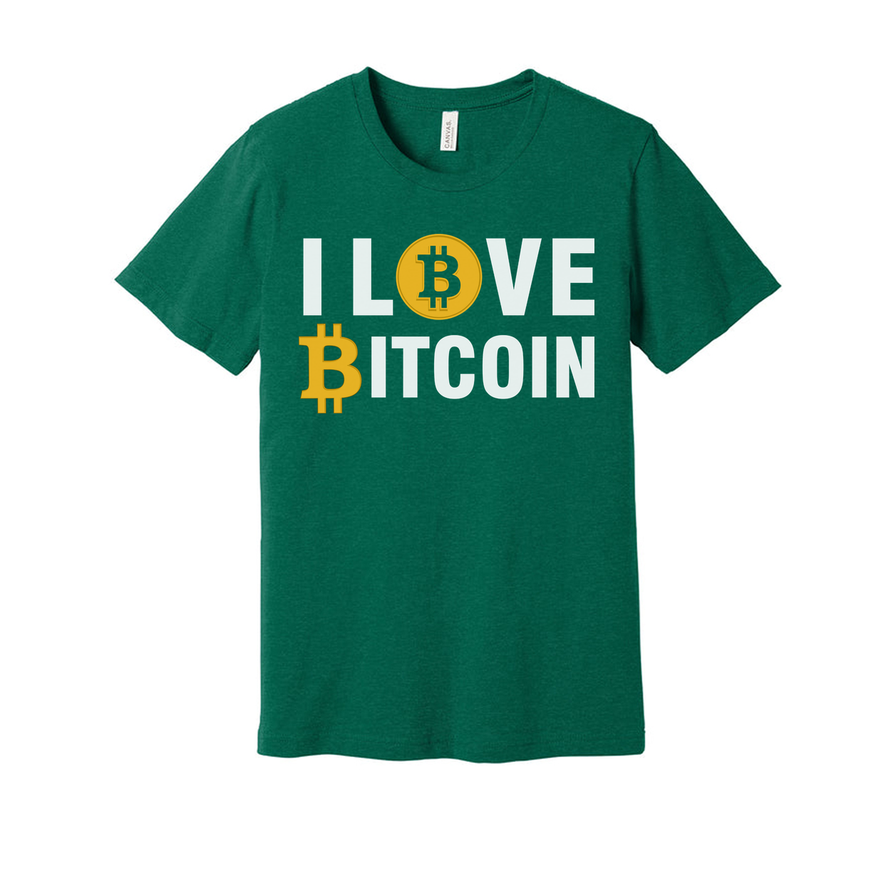 I Love Bitcoin Graphic Tee With Bitcoin Logo Unisex Short Sleeve Shirt For Crypto Fans