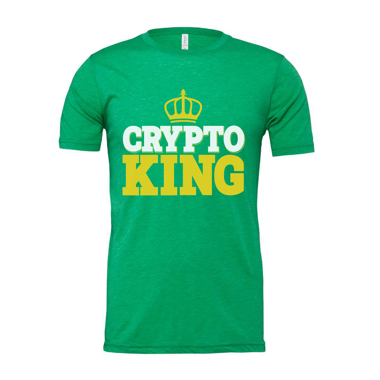 Crypto King Graphic Unisex T Shirt With Crown Emblem And Bold Yellow Lettering For Crypto Fans