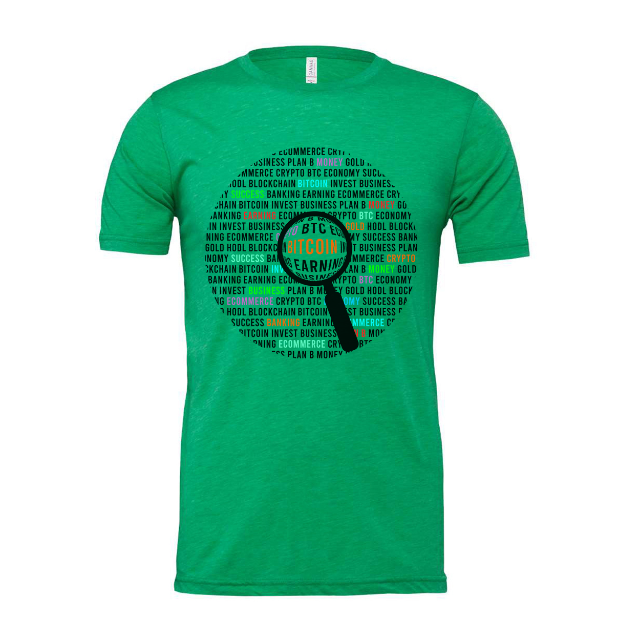 Unisex Crypto Bitcoin Learning Graphic Tee With Magnifying Glass Design For Everyday Wear