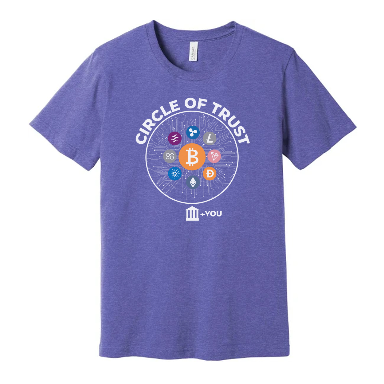 Crypto Circle Of Trust Graphic Tee Featuring Bitcoin And Altcoins For Crypto Enthusiasts