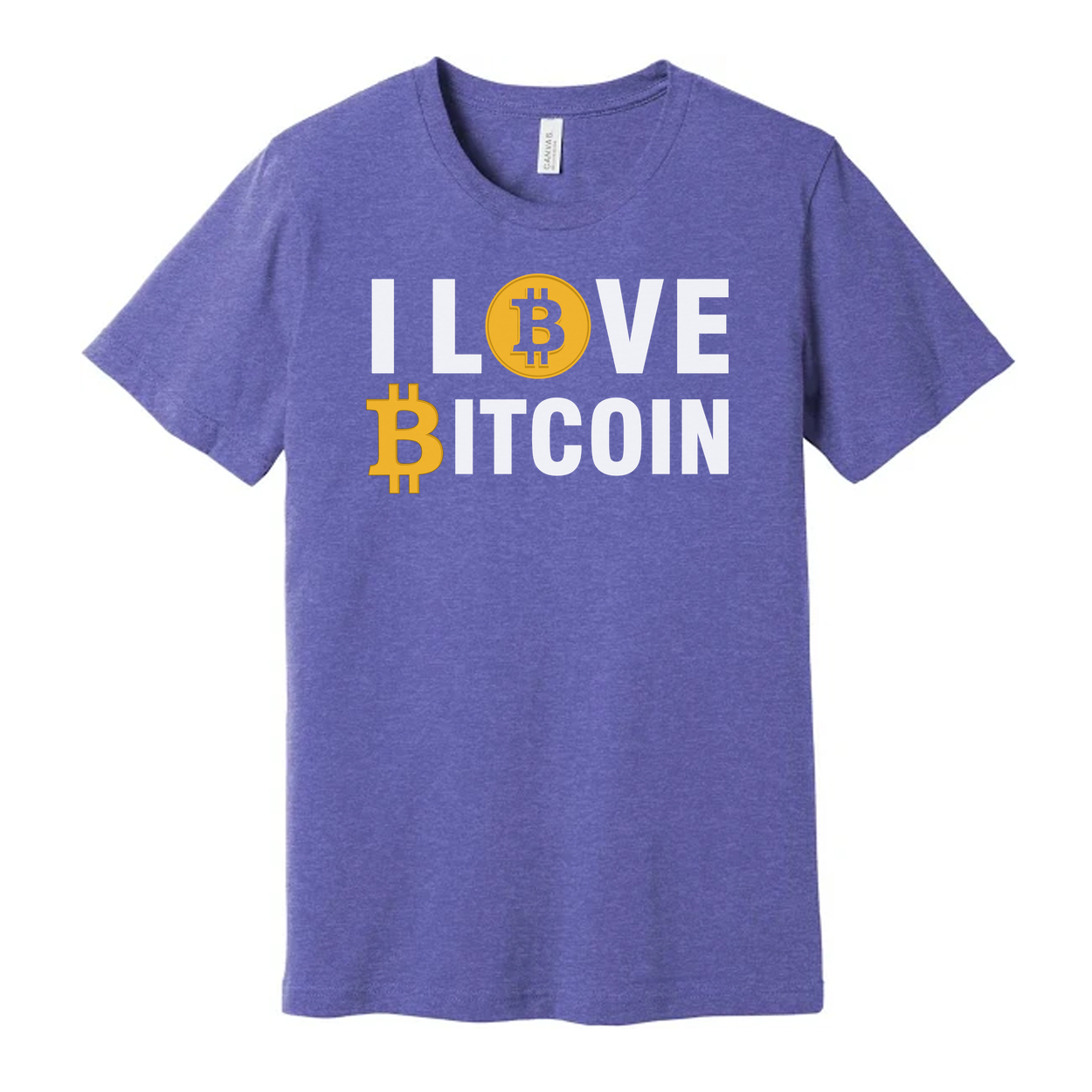 I Love Bitcoin Graphic Tee With Bitcoin Logo Unisex Short Sleeve Shirt For Crypto Fans