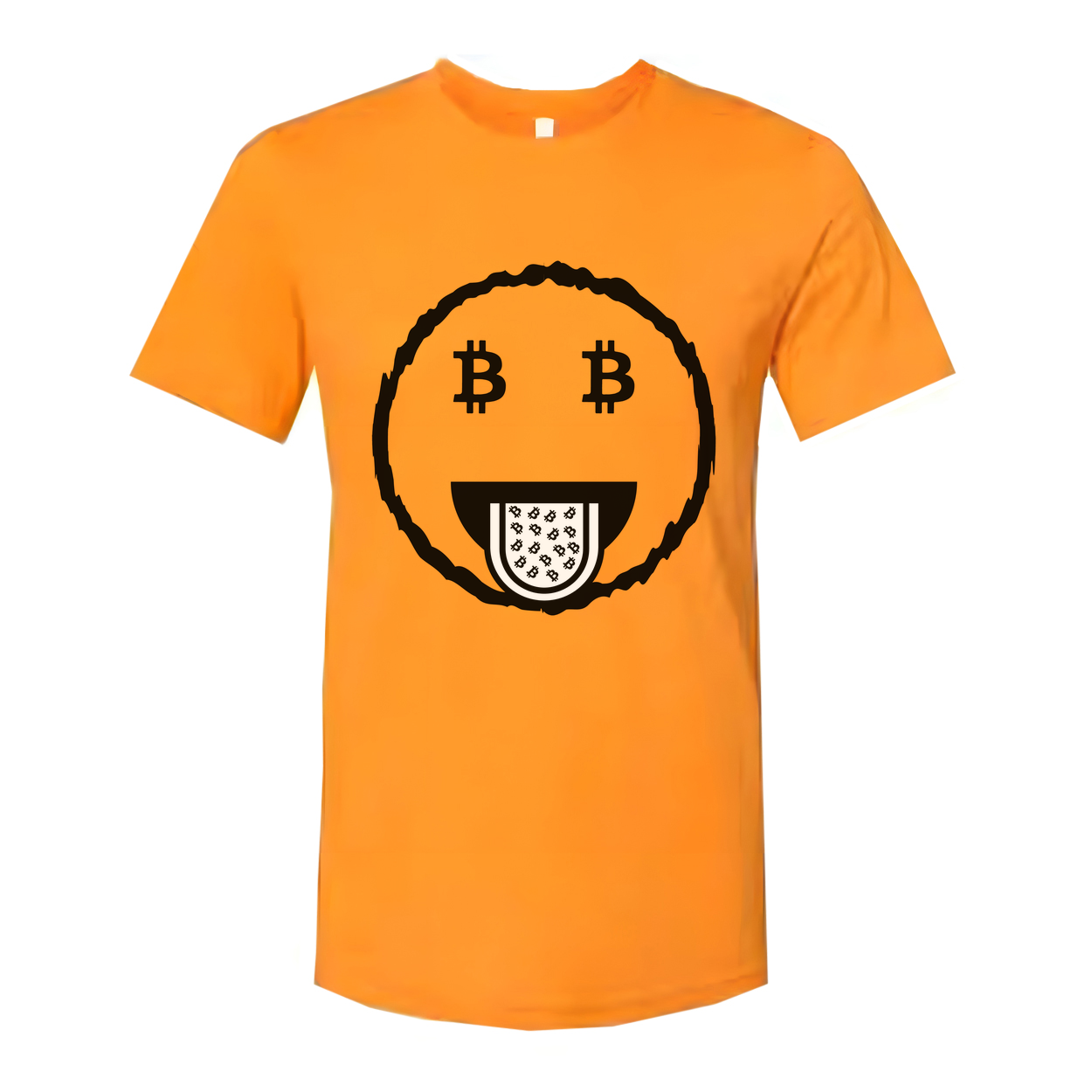 Crypto Bitcoin Emoji Face Graphic T Shirt For Unisex Wear With Bitcoin Motif Illustration Tee