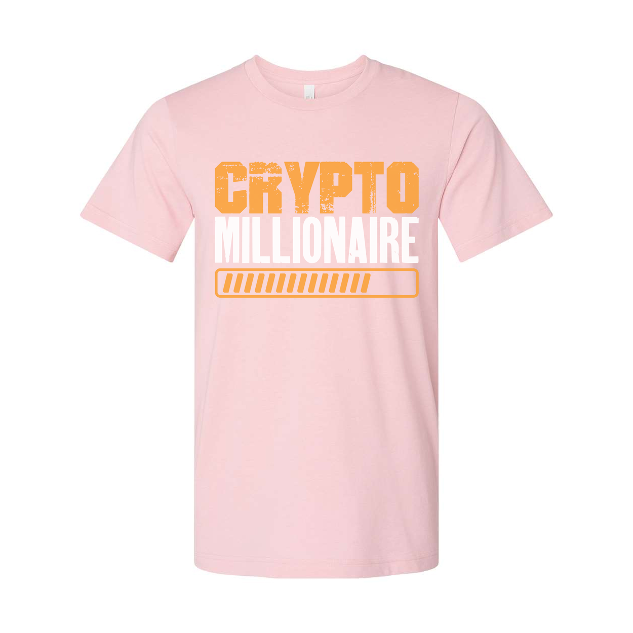 Crypto Millionaire Unisex T Shirt With Orange Graphic Print And Progress Bar Design