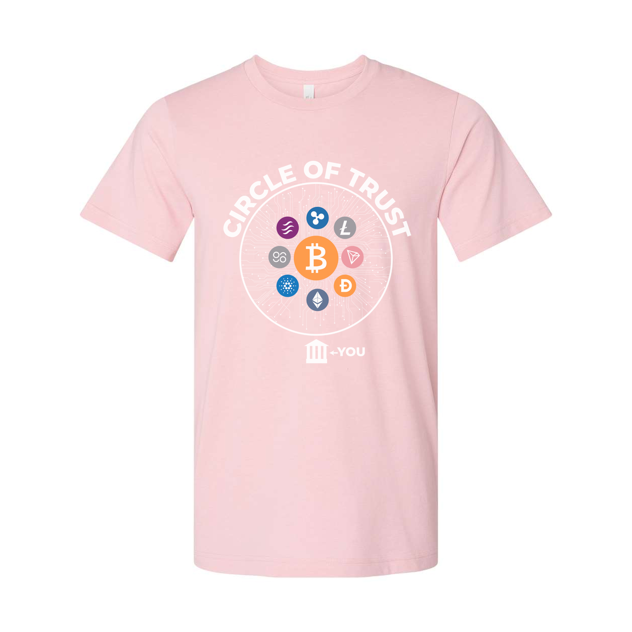 Crypto Circle Of Trust Graphic Tee Featuring Bitcoin And Altcoins For Crypto Enthusiasts