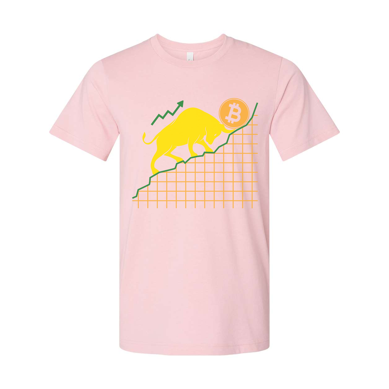 Unisex Crypto Bull And Bitcoin Growth Chart Graphic Tee With Rising Trend Lines And Bold Design