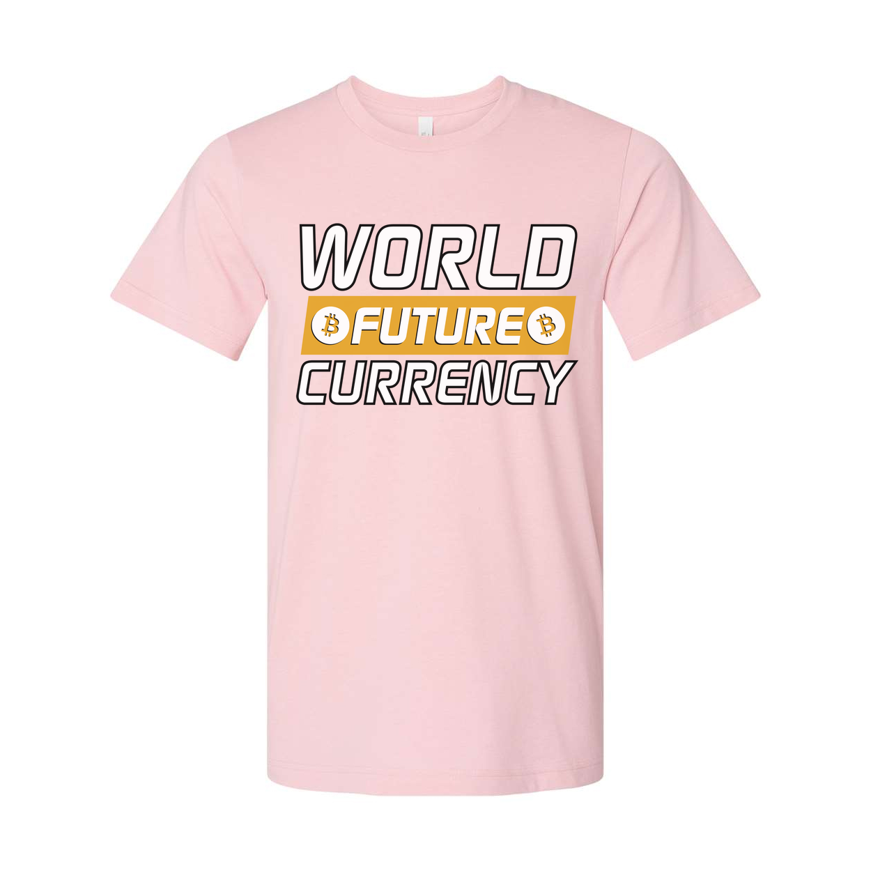 World Future Currency Crypto Unisex Graphic Tee With Bitcoin Symbols Modern Blockchain Design