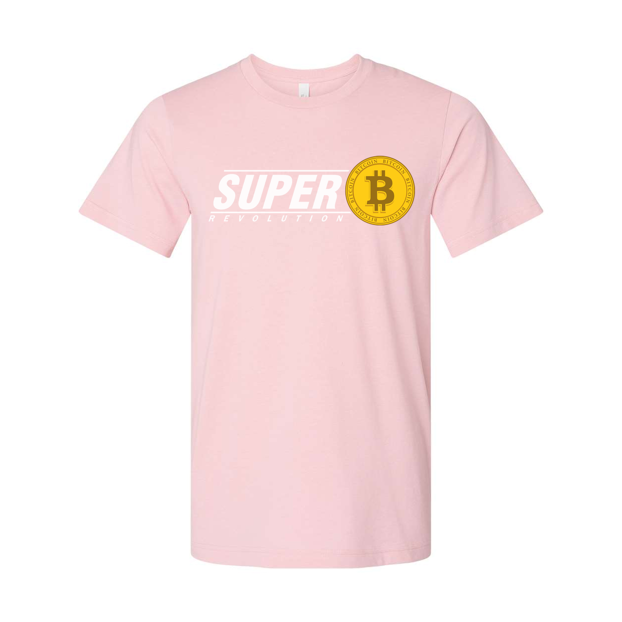 Super Revolution Crypto Graphic T Shirt With Bitcoin Coin Emblem For Unisex Wear Casual