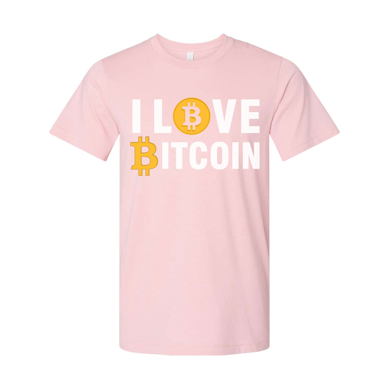 I Love Bitcoin Graphic Tee With Bitcoin Logo Unisex Short Sleeve Shirt For Crypto Fans